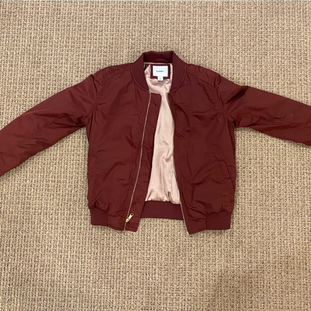 Old Navy maroon bomber jacket